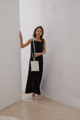 Sleeveless Linen Maxi Dress with Wide Straps and Side Slit for Elevated Summer Styling