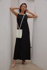Sleeveless Linen Maxi Dress with Wide Straps and Side Slit for Elevated Summer Styling