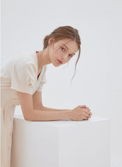 Short Sleeve Button-Front Midi Dress Made from Premium Linen with Flattering Tailored Fit