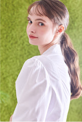 Button-Front Linen Shirt Dress With Puff Sleeves And Structured A-Line Silhouette