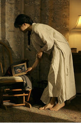 Marie Linen Cotton Long Sleeve Maxi Dress