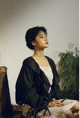 Kristen Linen Cotton Ruffle Top