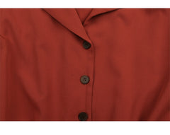 Women's Linen Button-Down Midi Dress with Lapel Collar and Waist Tie for Effortless Elegance