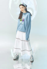 Tiered Linen Maxi Skirt with Contrast Piping and Flowing Silhouette for Effortless Style