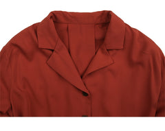 Women's Linen Button-Down Midi Dress with Lapel Collar and Waist Tie for Effortless Elegance