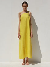 Sleeveless Linen Maxi Dress with Adjustable Shoulder Ties and Relaxed Straight Silhouette