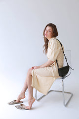 Button-Front Midi Linen Dress with Shirt Collar and Utility Pockets