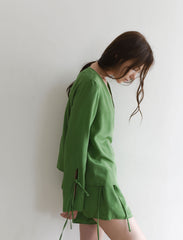 Silk Wrap Blouse With Adjustable Tie Details And Flowy Long Sleeves