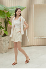 High-Waisted Linen Shorts with Pleated Front and Tailored Belt Loops