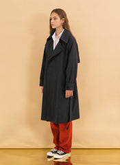 Timeless Double-Breasted Linen Blazer with Belted Waist and Wide Notch Lapels for Women