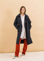 Timeless Double-Breasted Linen Blazer with Belted Waist and Wide Notch Lapels for Women