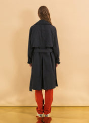 Timeless Double-Breasted Linen Blazer with Belted Waist and Wide Notch Lapels for Women