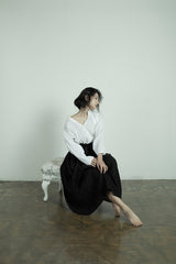 Falda larga cruzada de lino y algodón Patricia