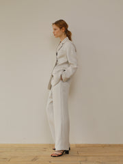 High-Waist Relaxed Fit Linen Trousers With Tailored Hem