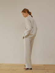 High-Waist Relaxed Fit Linen Trousers With Tailored Hem