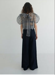 High-Waisted Wide-Leg Linen Pants With Front Pleats and Statement Button Detail