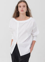 Relaxed Fit Button-Down Linen Blouse With Round Neckline And Long Sleeves For Effortless Style