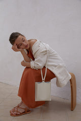 Sleeveless Linen Maxi Dress with Square Neckline and Back Slit for Warm Weather Styling