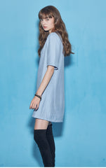 Relaxed-Fit Cotton Poplin Mini Dress With Short Sleeves And Round Gathered Neckline