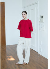 Relaxed Fit Linen Blouse with Back Button Detail – Lightweight Women’s Summer Top