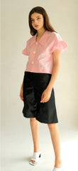 High-Waisted Leather Bermuda Shorts with Clean Seams and Tailored Silhouette