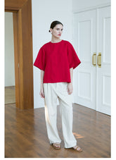 High-Waisted Wide-Leg Pants Made From Breathable Premium Linen With Pleated Front Detail