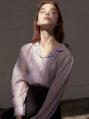 Soft Silk Button-Down Shirt with Relaxed Fit and Fluid Drape for Effortless Feminine Styling