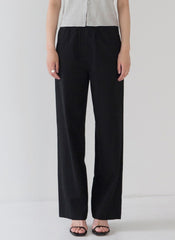Wide-Leg Linen Pants with Elastic Waistband and Relaxed Fit for Effortless Everyday Elegance