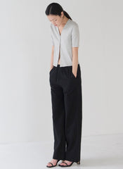 Wide-Leg Linen Pants with Elastic Waistband and Relaxed Fit for Effortless Everyday Elegance