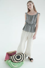High-Waisted Wide-Leg Linen Pants with Relaxed Fit and Soft Natural Texture