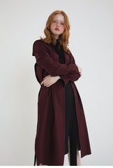 Long Sleeve Button-Down Linen Shirt Dress with Waist Tie Belt and Classic Collar Design