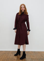 Long Sleeve Button-Down Linen Shirt Dress with Waist Tie Belt and Classic Collar Design