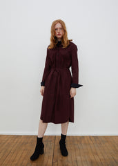 Long Sleeve Button-Down Linen Shirt Dress with Waist Tie Belt and Classic Collar Design