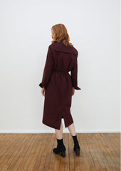 Long Sleeve Button-Down Linen Shirt Dress with Waist Tie Belt and Classic Collar Design