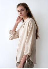 Tapered Cropped Linen Pants With Front Pleats And Elastic Back Waistband For Comfort