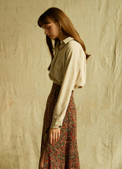 Relaxed Fit Long-Sleeve Linen Shirt with Point Collar and Soft Texture for Elegant Daily Wear