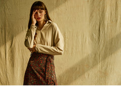 Relaxed Fit Long-Sleeve Linen Shirt with Point Collar and Soft Texture for Elegant Daily Wear