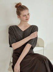 Elegant High-Waisted A-Line Midi Skirt Made from Flowing Pure Silk Fabric for Women