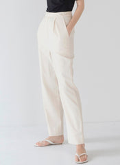 High-Waisted Linen Pants with Pleated Front and Tailored Fit for Sophisticated Everyday Wear