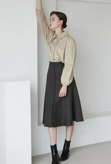 Timeless Puff Sleeve Linen Shirt for Women with Tailored Fit and Soft Textured Weave