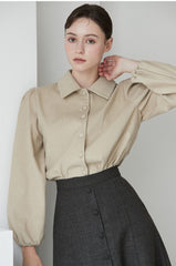 High-Waisted A-Line Linen Skirt for Women with Button-Down Front and Tailored Draping