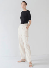 Short-Sleeve Cotton Top with Boat Neckline and Minimal Silhouette for Effortless Everyday Style