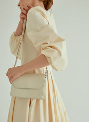 Elegant Pleated Midi Linen Dress With Long Sleeves And Tailored Fit For Effortless Grace