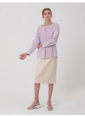 Elegant High-Waisted A-Line Midi Skirt Crafted From Breathable Pure Linen Fabric For Refined Style