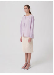 Elegant High-Waisted A-Line Midi Skirt Crafted From Breathable Pure Linen Fabric For Refined Style