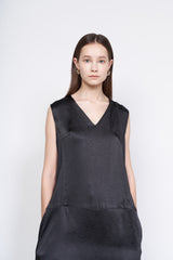 Sleeveless V-Neck Silk Dress with Relaxed Fit and Minimalist Aesthetic for Effortless Style