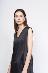 Sleeveless V-Neck Silk Dress with Relaxed Fit and Minimalist Aesthetic for Effortless Style
