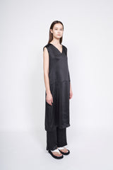 Sleeveless V-Neck Silk Dress with Relaxed Fit and Minimalist Aesthetic for Effortless Style