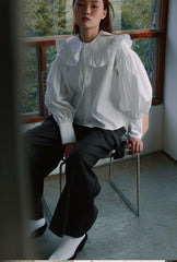 Tailored Linen Wide-Leg Trousers with Pleats and Waist Belt Detail