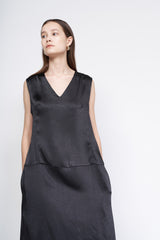Sleeveless V-Neck Silk Dress with Relaxed Fit and Minimalist Aesthetic for Effortless Style